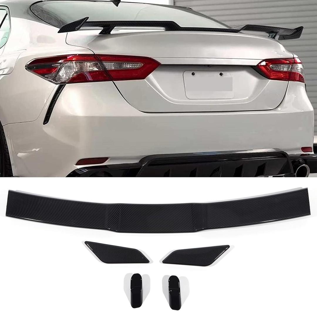 Rear Spoiler Wing Compatible With Honda Civic Accord For Toyota Corolla Camry For Hyundai Elantra 2018 2019 2020 2021 2022 2023 2024 2025 4-Door Sedan High-Kick TRD style Wing Carbon Fiber Look