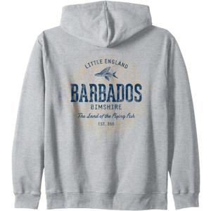 Barbados Retro Style Vintage Barbados Zip Hoodie. M Size