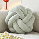 Knot Ball Pillow, Round Decorative Throw Pillows Cushion, 11 Inch Sage Green Soft Plush Knotted Pillows Pillow, Modern Home Throw Knot Decorative Cushion