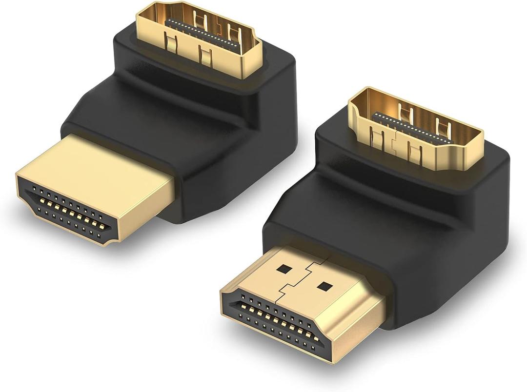 VCE HDMI 90 and 270 Degree Adapter 2-Pack, Right Angle HDMI Male to Female L Adapter Connector 3D&4K Supported