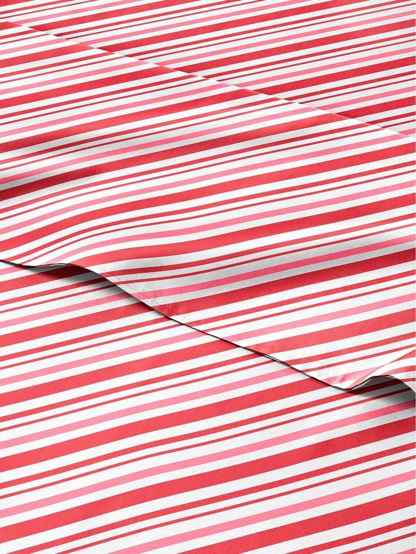 Queen Candy Cane Stripe Sheet Set - Holiday Xmas Pattern Bedding Set - Deep Pockets - Snug Fit - 4PC - Wrinkle Free & Easy Care - Comfy Festive Winter - Holiday Sheets for Women, Men, Kids & Teens