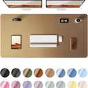 YSAGi Leather Desk Pad Protector, Office Desk Mat, Large Mouse Pad, Non-Slip PU Leather Desk Blotter, Laptop Desk Pad, Waterproof Desk Writing Pad for Office and Home (Bronze, 47.2" x 23.6")