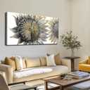 CHUDANHAO sunflower wall art black art Floral Canvas Wall decorations Canvas Art Wall Decor botanical wall art plant pictures for women girls room 24"x48" (Gold)