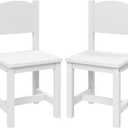 Timy Toddler Wooden Chair Pair, Kids Furniture for Eating, Reading, Playing 2 Pack (White)
