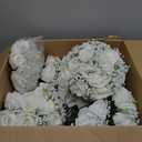 NUPTIO Babys Breath Artificial Flowers: 10 Pcs 9.4 inch Diameter White Rose Ball Fake Arrangement Bouquet for Wedding Centerpiece Event Party Tables Decorations