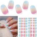 2 x Semi Cured Gel Nails Strips - 28 pcs UV Gel Nail Stickers for Women Work with Any UV Lamp, Long Lasting Nail Wraps for Home DIY Nails Art (Colorful Butterflies)