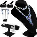 6 Pcs Velvet Jewelry Display Set- Velvet Necklace Bust Holder Mannequin Bust & T-Bar 2 T Shape Earring Stand 2 Ring Finger Jewelry Holder Bracelet Organizer for Jewelry Showcase