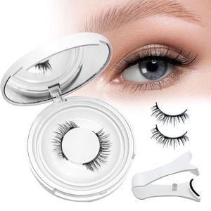 Magnetic Eyelashes 1 Pair Reusable Magnetic Eyelashes with Applicator, No Adhesive Required, Natural-Looking Eyelashes, Eyelash Curler Set, Easy to Wear and Remove