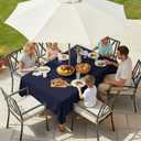 LUSHVIDA Rectangle Outdoor Tablecloth with Umbrella Hole and Zipper, 60x84 Inch Navy, Washable Waterproof Table Cloth Spill Proof Wrinkle Free Table Cover for Patio Spring Summer Picnic BBQS