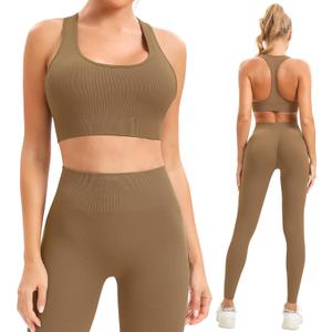 Women Workout Sets 2 Piece Long Legging Matching Gym Yoga Pilates Outlifs (S65L-Black)