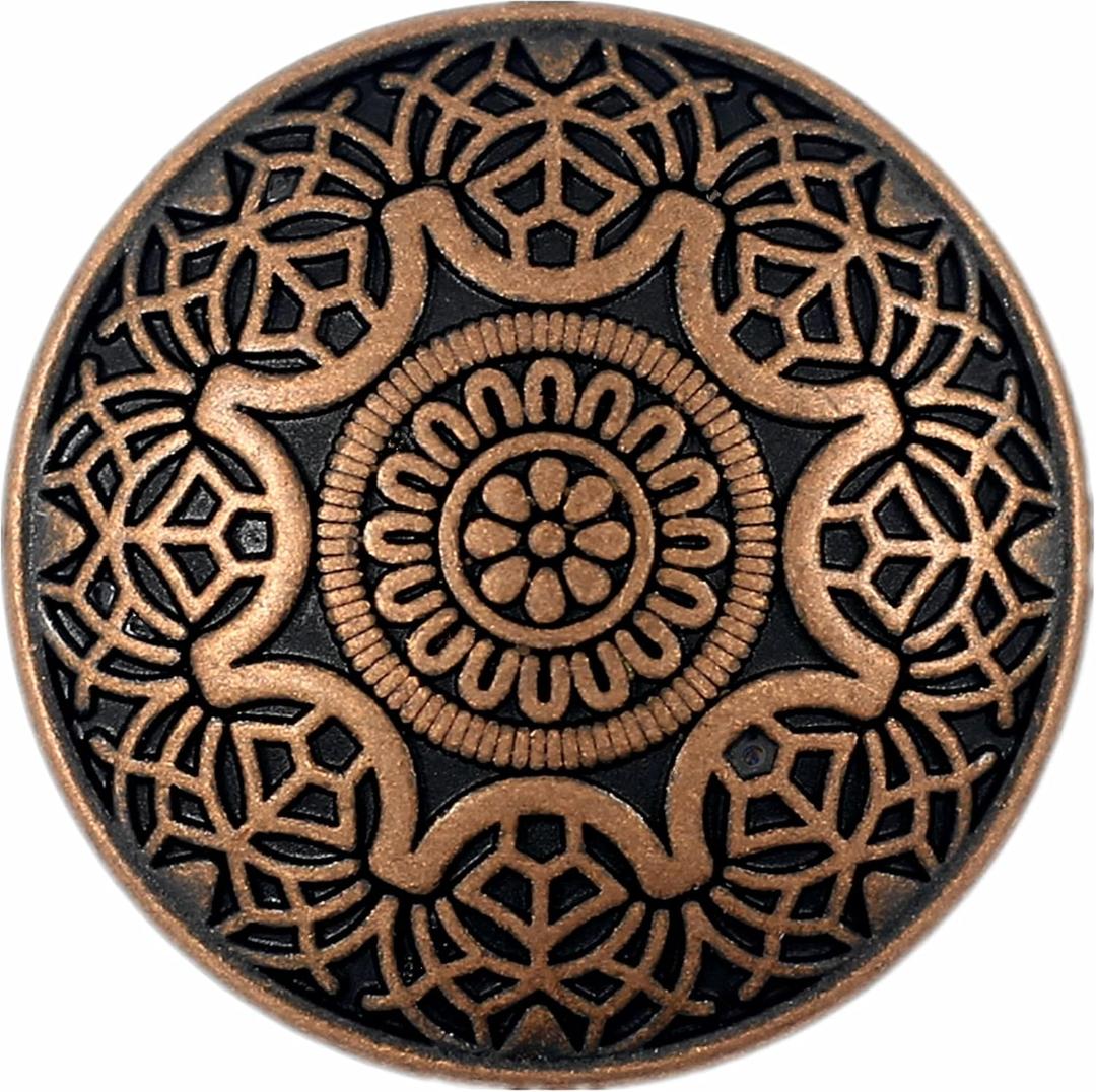 Bezelry 10 Pieces Arabesque Flower Metal Shank Buttons. 25mm (1 inch) (Antique Copper)