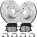Anpulsero Front Brake Kit Compatible with 03-08 Toyota/Corolla/Matrix/Pontiac Vibe Drilled & Slotted Disc Brakes Rotors and Ceramic Brake Pads - 275mm(10.8in) - Anti-Rust Geomet Coated