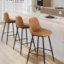 VASAGLE Bar Stools Set of 2, Bar Height Bar Stools with Back, Ergonomic Backrest, Synthetic Leather, Metal Legs, 28.5-Inch Tall Barstools for Kitchen Island Home Bar, Easy Assembly, Caramel Brown