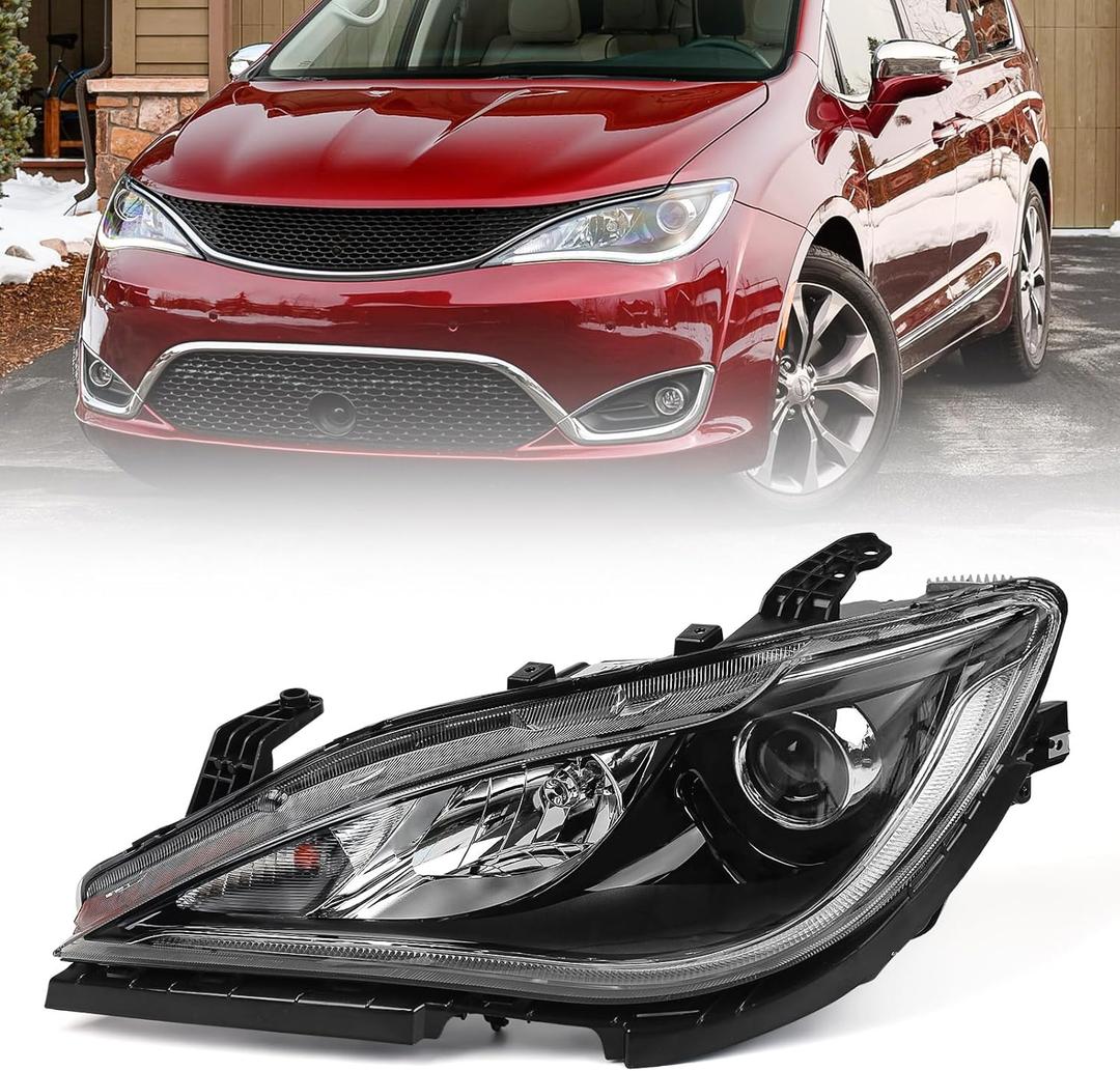 Huray Left Headlight Assembly Fit for Chrysler Pacifica 2018 2019 2020, LH HID Headlamp [Only for Xenon Model] OE Style Replacement for CH2518152 68228949AH Driver Side
