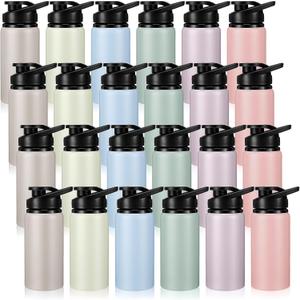 Domensi 24 Pack Aluminum Water Bottle Bulk Reusable Water Bottle, Lightweight Easy Carry Leakproof with Snap Lid Travel Bottles, for Gym Outdoor Sports Cycling Camping Fishing (17oz,Morandi Colors)