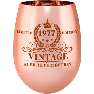 WOSIWULA 49th Birthday Wine Glass, 1977 Vintage 49th Birthday Gifts for Women, Her, Wife, Mom, Aunt, Sister, Friends, Ladies, Female, 49 Year Old Birthday Glass Cup Gifts Present Decorations