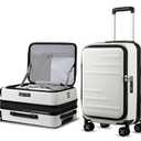 Carry On Luggage for Travel Front Opening, FLOF Expandable Polycarbonate Hard Shell Suitcase with Wheels for Men Women (FX-Lite, White, 19 Inch, 27.2L-32L)