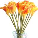10pcs Calla Lilies Artificial Flower,26'' Long Stem Artificial Calla Lily Flowers,Realistic Arum Lilies for Wedding Bridal Bouquet Home Decor Centerpiece,Orange
