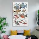 JHXNJDPOST Tropical Fish Poster Fishing Aquarium Educational Knowledge Canvas Wall Art Aesthetic Decorative Painting Living Room Restaurants, Pool Halls And Classroomstyle 16x24inch(40x60cm)