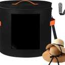 kushon Oversized Hat Storage Box for Women & Men19" D x 17" H Cowboy Hat Boxes with 1 Wood Hook Felt travel Round Hat Organizer Box with Dustproof Lid (Black)