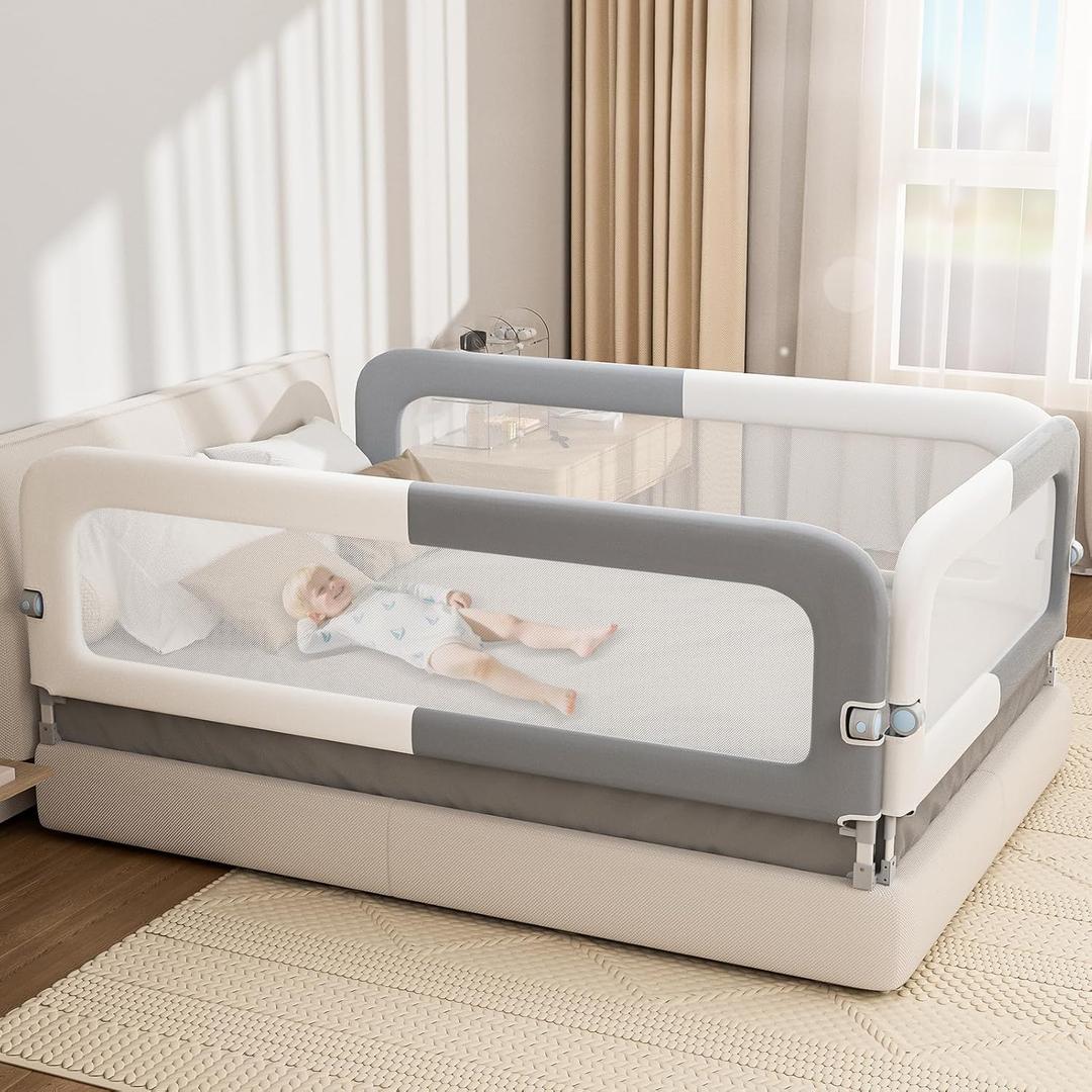 Bed Rail for Toddlers with U-Shaped Base: Safety & Foldable - Stable Protective Bed Side Rails - 78.74 x 78.74 x 74.8 Designed for for King Size Bed