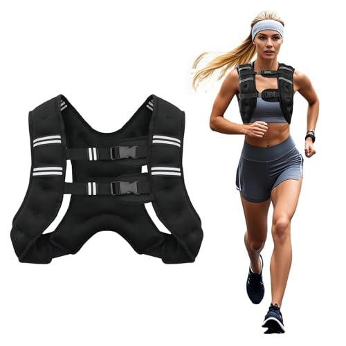 Poudee Weighted Vest, 10LB Weight Vest for Men Women, Body Weight Vests Adjustable with Reflective Stripe for Strength Training, Running, Training Workout, Jogging, Walking - 10LB