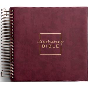 Illustrating Bible CSB - Spiral Bound Bible Journal, Cranberry (8 Point Font)