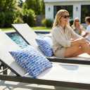 JMGBird Water-Resistant Outdoor Pillows Set of 2, 18x18 inch Durable White with Gradient Square Pattern Throw Pillows with Inserts for Patio Furniture