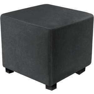 Ottoman Covers Slipcover Square Ottoman Covers Protector for Footrest Foot Stool Furniture Stretch Comfortable Velvet with Elastic Bottom(Size S/Length&Width:13-18"/Height:15-18",Black)