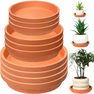 10 Pcs Terracotta Pot Plant Saucer Set, Terracotta Planter 4.53inch 6.5inch 8.5inch for Indoors Outdoor, Durable Flower Drainage Tray for Plant Pots Base