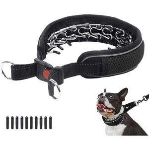 Martingale Collar for Dogs, Reflective No Pull Dog Collar for Large Medium Dogs, Adjustable Anti Pull Dog Collar for Training Walking, Heavy Duty Nylon Slip Collar with Buckle 2 Inch Wide L Black