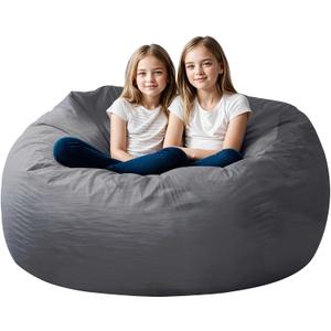 Bean Bag Chair for Adults, 4FT High-Rebound Memory Foam Bean Bag Sofa with Removable Cover, Oversized Bean Bag Couch for Gaming, Reading, and Relaxation, Grey