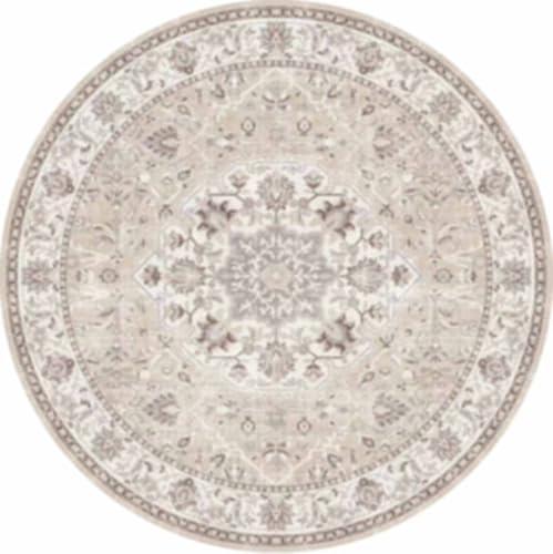 7x7 Living Room Area Rug: Washable Oriental Printed Soft Round Rug for Bedroom Besides Non-Slip Low-Pile Carpet for High-Traffic Area Indoor Stain Resistant Distressed Home Decor Mat(7Round, Green)