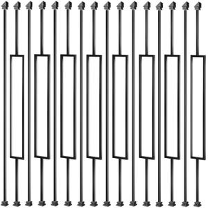 Iron Balusters for Staircases, 30 Pack Wrought Iron Baluster, Metal Stair Baluster Stair Spindles, Staircase Balusters W/ 60 Pack Connectors (15 Straight +15 Single Rectangle)