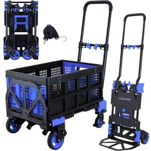 330lbs Hand Truck with Folding Basket, 2-in-1 Aluminum Foldable Dolly Cart