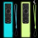 2 Pack Silicone Remote Cover for Samsung Smart TV Remote 20192026, Glow in The Dark Protective Case for Solar Cell Remote BN59-01357 BN59-01385 BN59-01265A, Anti-Slip (Blue & Green)