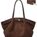 Makukke Tote Bag for Women, Faux Suede Bag Women's Handbags, Shoulder Crossbody Bag for Daily Commute & Casual Use (Chocolate)