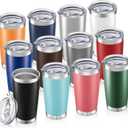 20oz Tumbler Bulk with Lid Stainless Steel Tumblers, 12 Pack | Leak Proof Lid, Double Wall & Vacuum, Powder Coated, Fit Most Car Cup Holders, for Cold and Hot Drinks, Mix