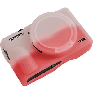 G7X Mark III Case, Soft Silicone Protective Case Cover for Canon Powershot G7X Mark III Digital Camera, Durable Camera Body Skin Protector with Removable Lens Cover, White Red