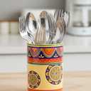 Bico Tunisian Ceramic Utensil Holder Ceramic Kitchen Utensil Crocks for Countertop, Spatula Organizer