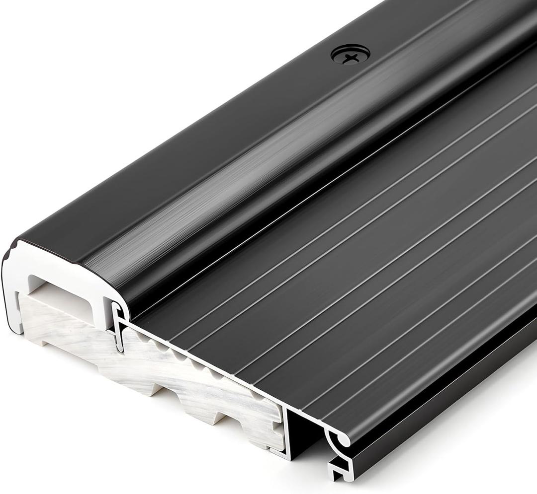 Blulu 36" Aluminum Exterior Door Threshold 4 9/16" Swing Threshold Black Heavy Duty Aluminum Door Sill Pan for Weatherproof & Easy Install for Residential/Commercial Use