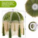Elegant Victorian Style Lamp Shade with Fringe, Olive Green Velvet Fabric, Scalloped Bell Shape, Replacement Top for Antique Vintage Lamps, 9.8 x 11.3inch