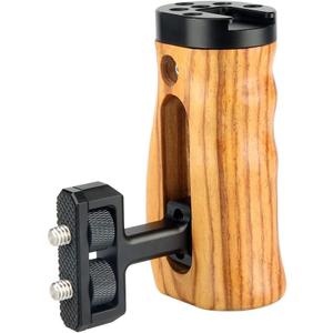 NICEYRIG Universal Side Wooden Handle Handgrip with Cold Shoe for DSLR Camera Cage