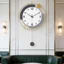 Decorative Wall Clocks with Pendulum,Silent Quality Quartz Battery Operated,Large Wall Clock for Living Room,Kitchen,Home,Bathroom,Bedroom Wall Decor,16x25.6inch