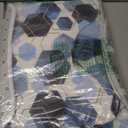 LQCOOL 4Pcs Blue Bathroom Set Geometric Shower Curtain Set Modern Art Shower Curtain for Bathroom with 12 Hooks, Bathroom Carpet Bath Mat and Toilet Rugs