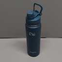 [2-IN-1 LID] Insulated Water Bottle with Silicone Boot (36hrs Cold/18hrs Hot) - DIY Stickers, Leakproof, BPA Free, 24 oz (Cyan)