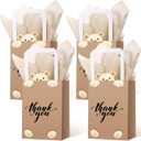 Eersida 16 Pcs Teddy Bear Thank You Gift Bags with Tissue Handles Baby Shower Bear Birthday Decorations Thank You Paper Bags Brown Candy Treat Supplies for Guests Wedding Prizes School Party Supplies