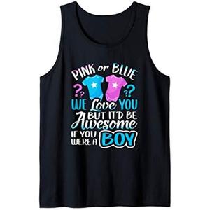 Pink Or Blue We Love You Gender Reveal Team Blue Boy Party Tank Top, S