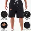 MagnaMan Men's Elastic Casual Shorts Cotton-Spandex, Adjustable Drawstring, Reinforced Pockets  Beach, Golf, Hiking (Black)