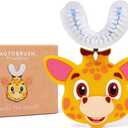 autobrush U Shaped Kids Manual Toothbrush- 360 Design for Upto 5.1X Better Cleaning with Unique Nylon Bristles, Comfort Grip Handle, Waterproof Design, Ages 6-8, Giraffe (Double-Sided)